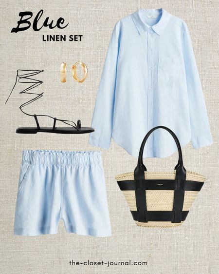 Linen set in light blue color 