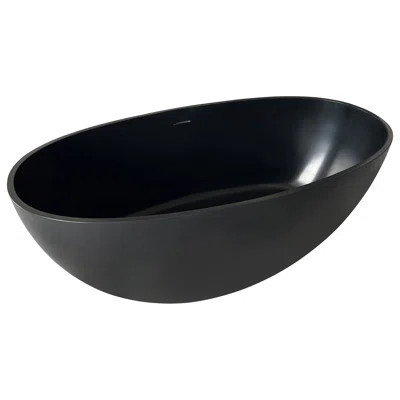 Modern Noir 55'' x 29.5'' Stone Resin Solid Surface Matte Flatbottom Freestanding Soaking Bathtub | Wayfair North America
