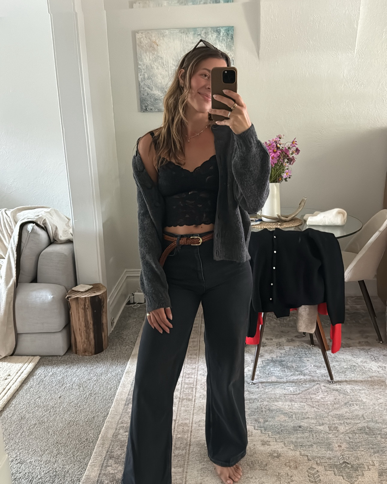 Small top, small sweater, 27 jeans, thrifted belt

#LTKSeasonal #LTKU #LTKStyleTip