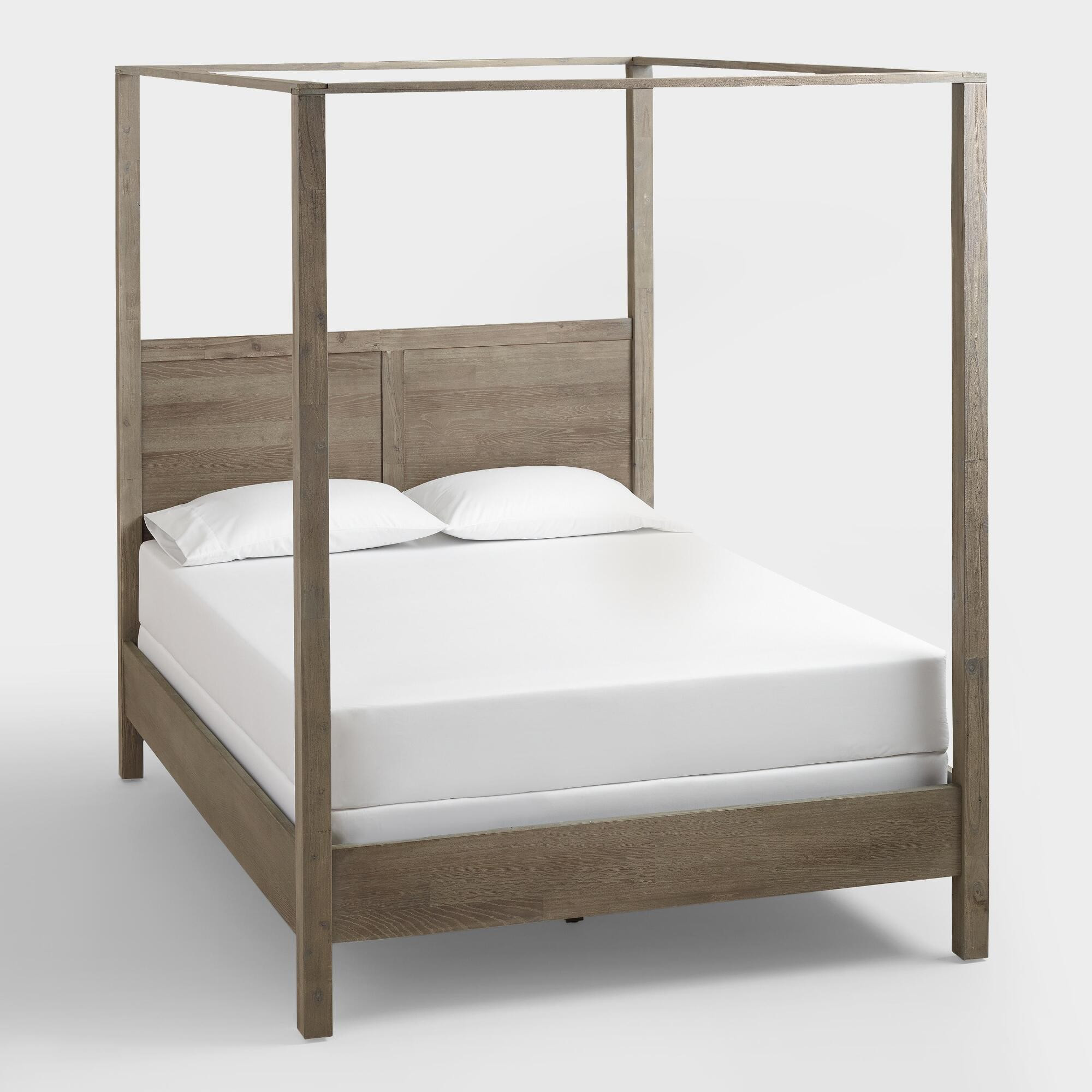 Gray Marlon Queen Canopy Bed - Wood - Queen Bed by World Market | World Market