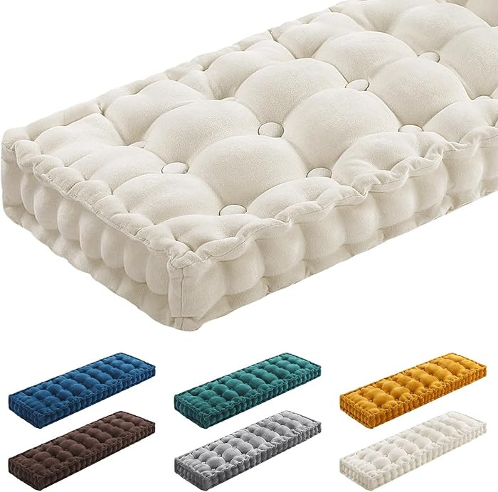 Geelin 36x14 Inch Bench Cushions for Indoor Furniture Chenille Velvet Beige Button Tufted Thicken... | Amazon (US)