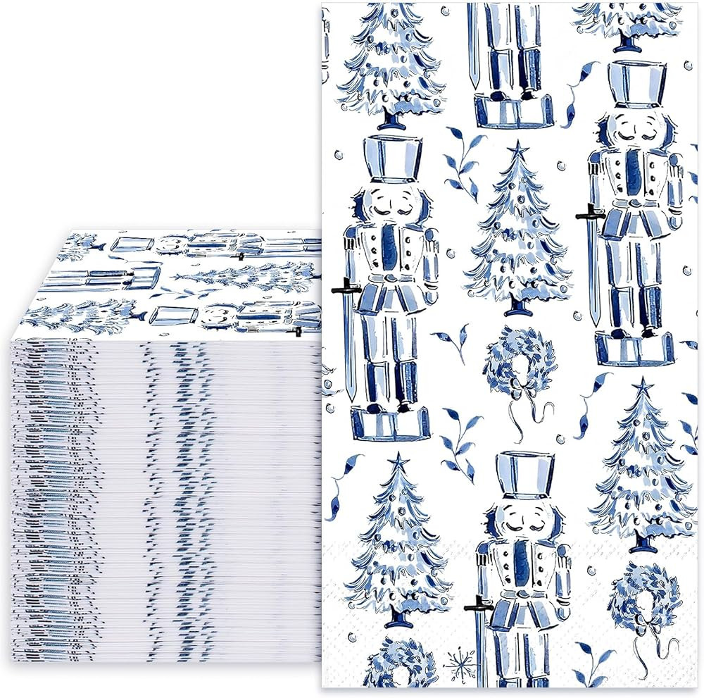 Whaline 40 Pcs Christmas Guest Napkins Disposable Paper Napkin Chinoiserie Nutcracker Dinner Hand... | Amazon (US)