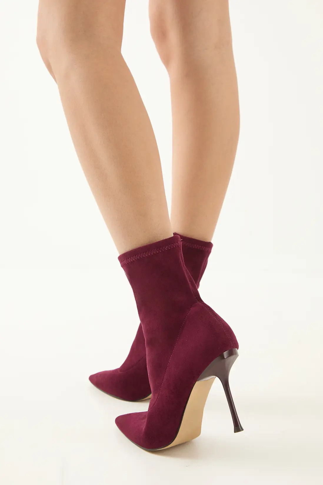 Faux Suede Pointed High Stiletto Heel Sock Ankle Boot | Boohoo.com (UK & IE)