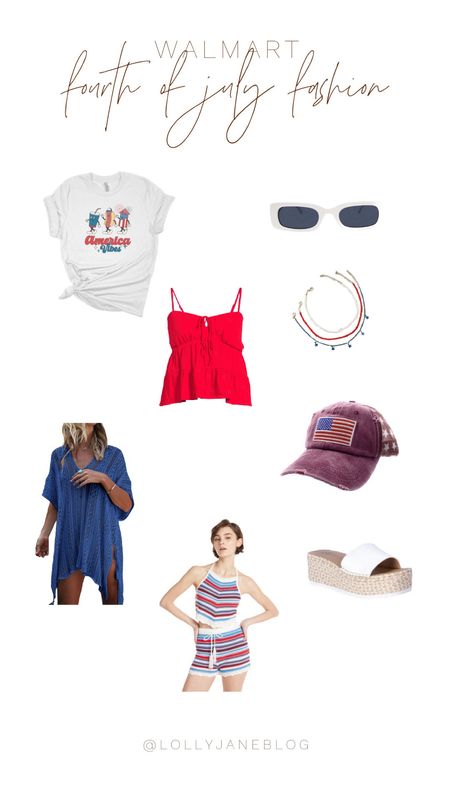Walmart 4th of July fashion! 🤍🇺🇸

 Celebrate in style with our Fourth of July essentials from Walmart! From patriotic tees to a red camisole, American flag hats, bracelet sets, white sunglasses, and festive cover-ups, Walmart has everything you need to shine this Independence Day! Get your outfit ready for the fireworks! #FourthofJuly #WalmartFinds #IndependenceDayStyle

#LTKSeasonal #LTKxWalmart #LTKSummerSales