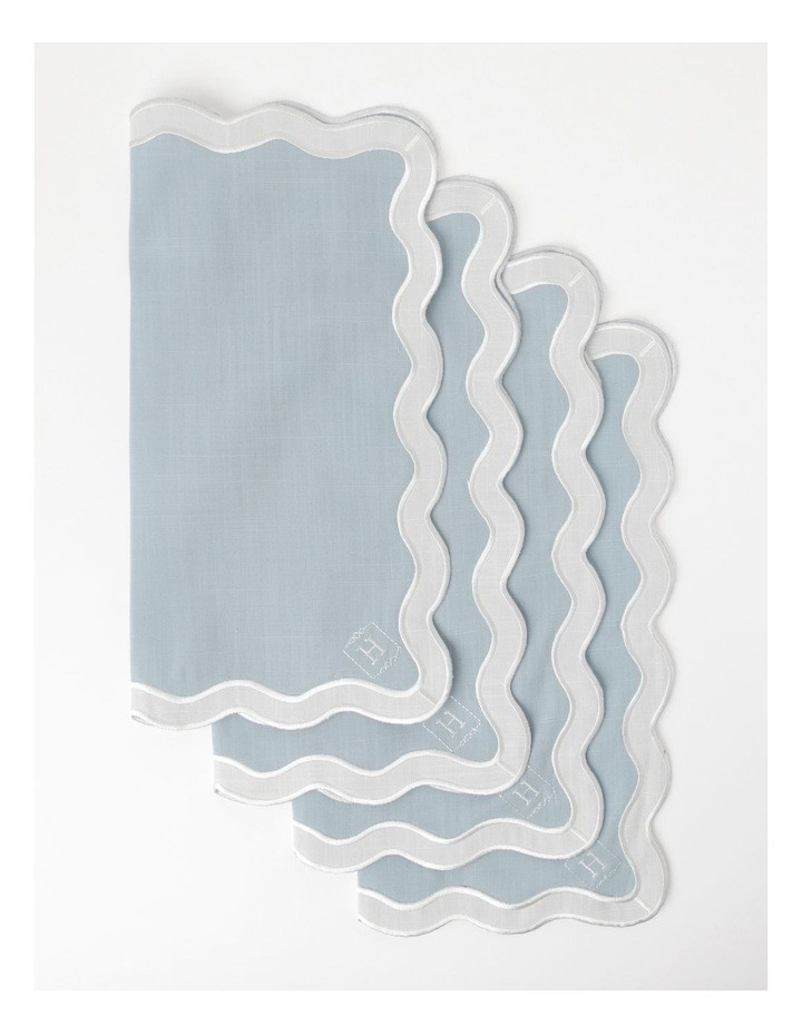 Heritage Florence Scalloped Edge Napkins Set of 4 in Duck Egg Blue | Myer