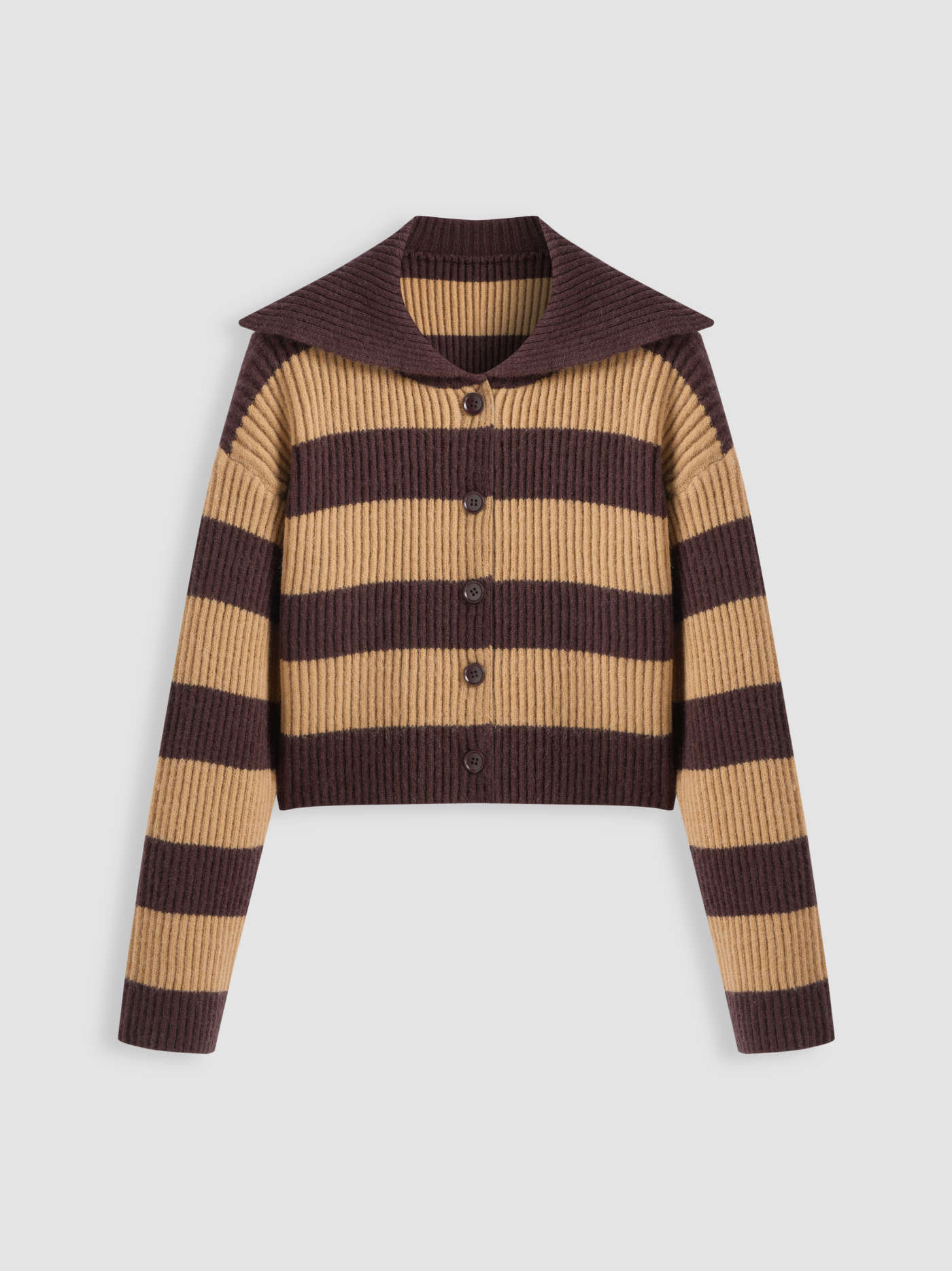 Knit Collar Stripes Cardigan | Cider
