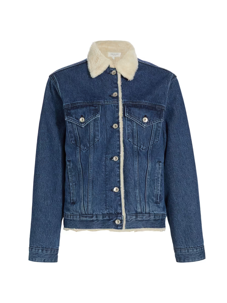 Oversized Denim & Sherpa Jacket | Saks Fifth Avenue