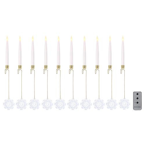 August & Leo Flameless Tree Candles w/Snowflake 10-piece Set | HSN