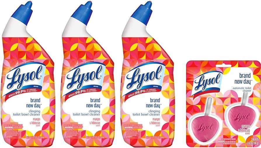 LYSOL Toilet Bowl Cleaner Variety Pack with Mango & Hibiscus: Clinging Toilet Cleaner (24 oz) 3 each | Amazon (US)