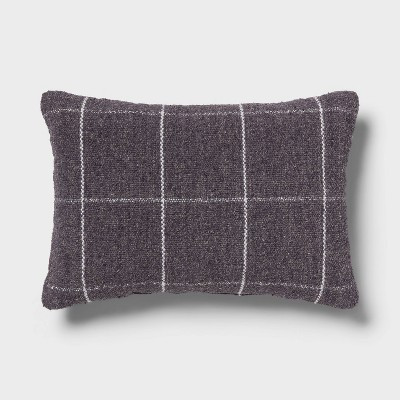Windowpane Woven Decorative Pillow Oblong Navy Blue - Threshold™: Indoor Rectangle Accent, Poly... | Target