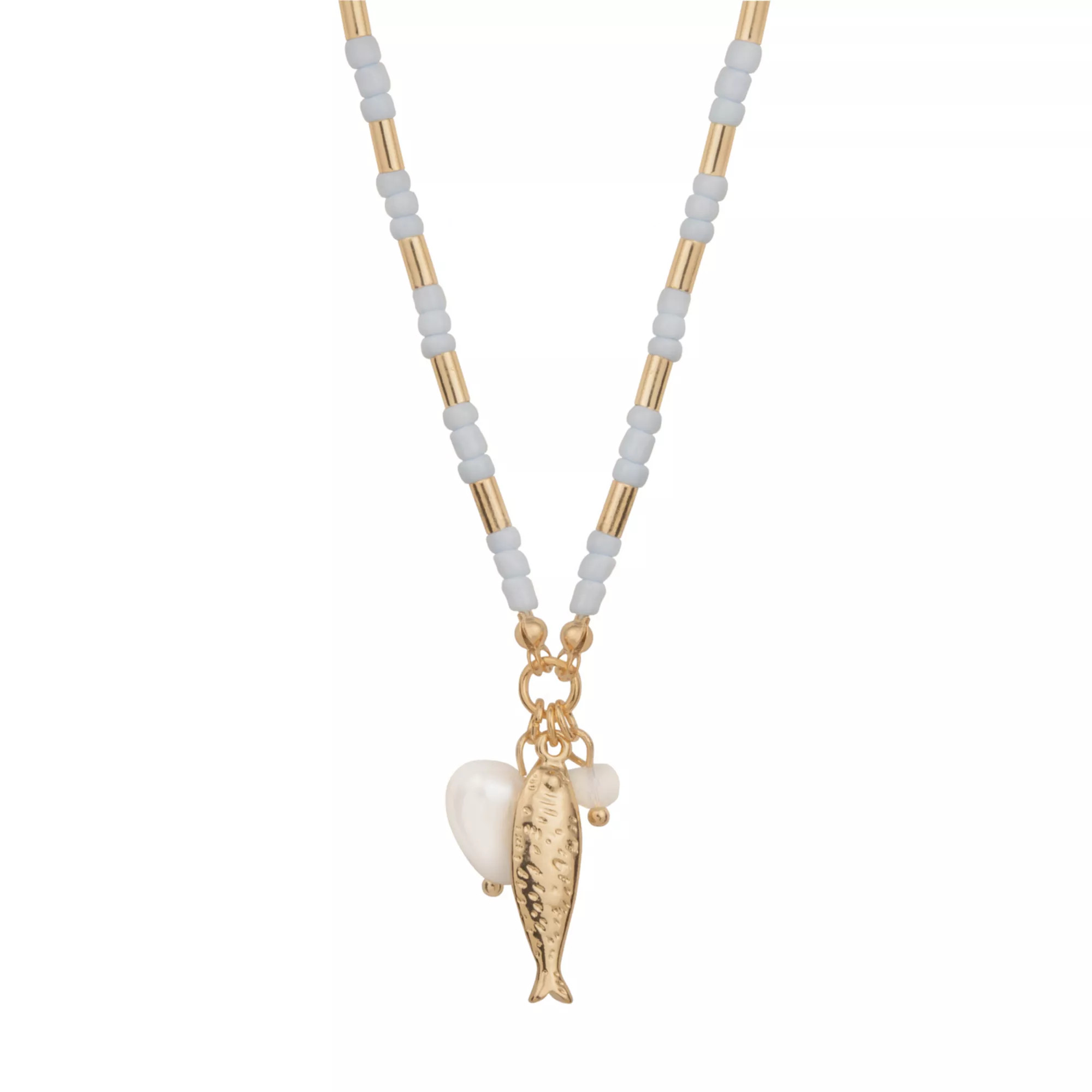 LC Lauren Conrad Gold-Tone Fish Charm Short Beaded Necklace | Kohl's