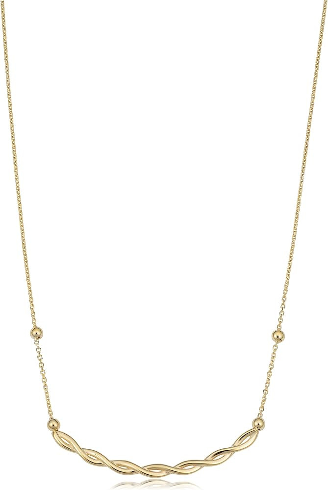 Kooljewelry 10k Yellow Gold Twist Curved Bar Adjustable Length Necklace (adjusts to 17 or 18 inch... | Amazon (US)