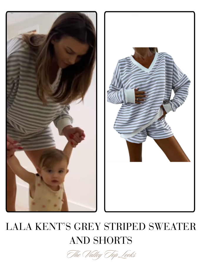 Lala Kent's Grey Striped Sweater and Shorts 

 