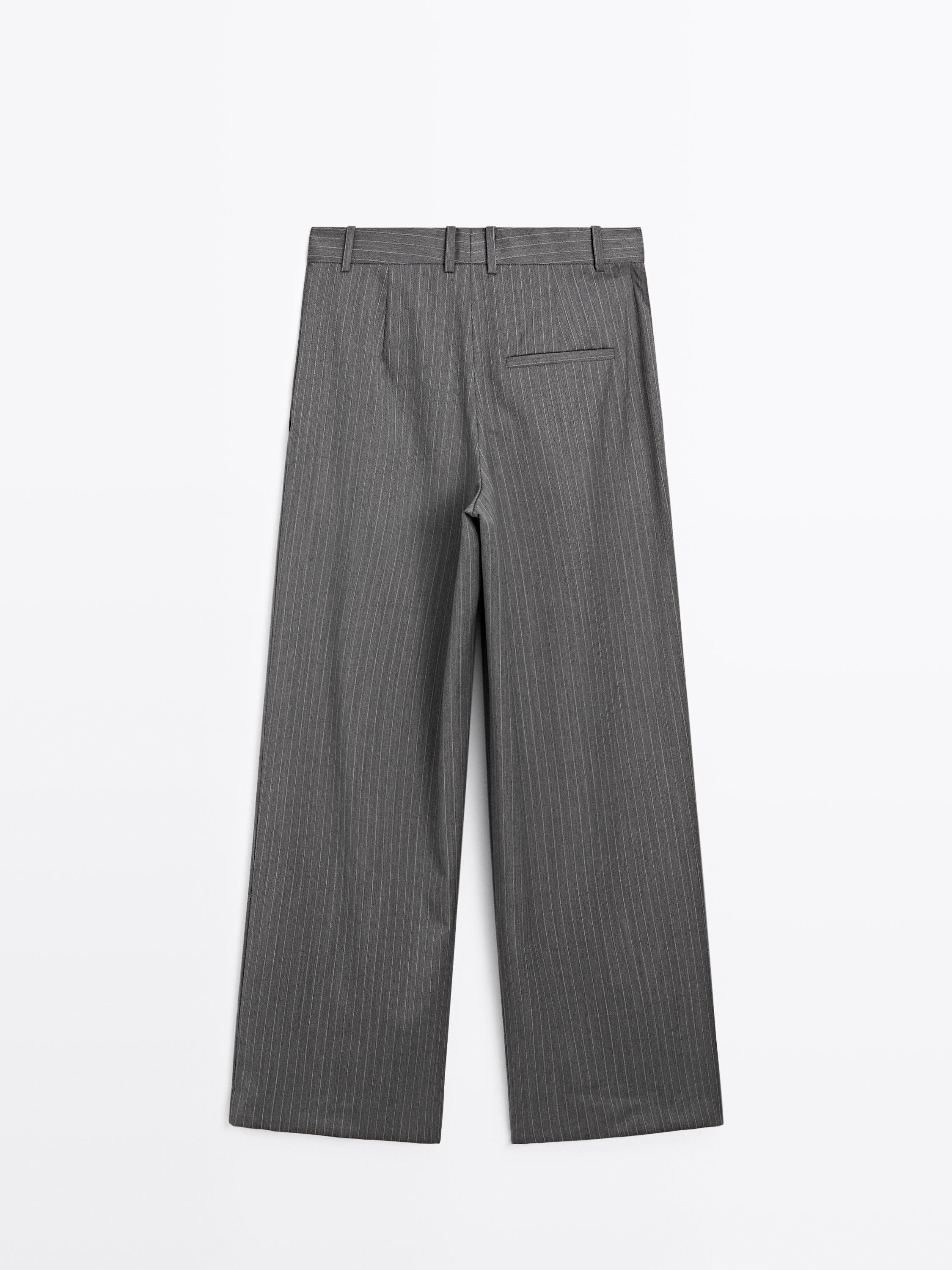 100% wool pinstripe trousers · Grey · Dressy | Massimo Dutti | Massimo Dutti UK