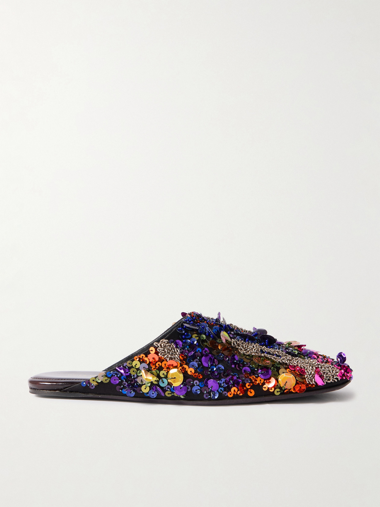 Dries Van Noten - Embellished Satin-crepe Mules - Multi | NET-A-PORTER (US)