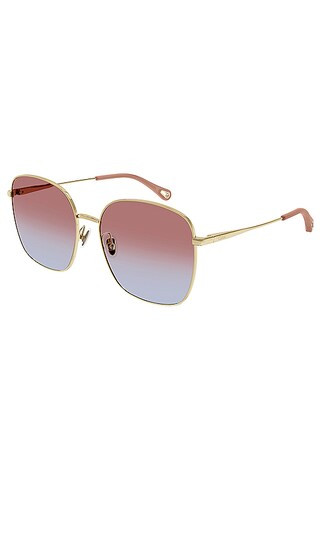 Joni Square in Shiny Classic Gold, Double Gradient Coral, & Blue | Revolve Clothing (Global)
