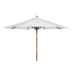 Safavieh Bethany 9ft Eucalyptus Wooden Outdoor Umbrella in White | Homesquare
