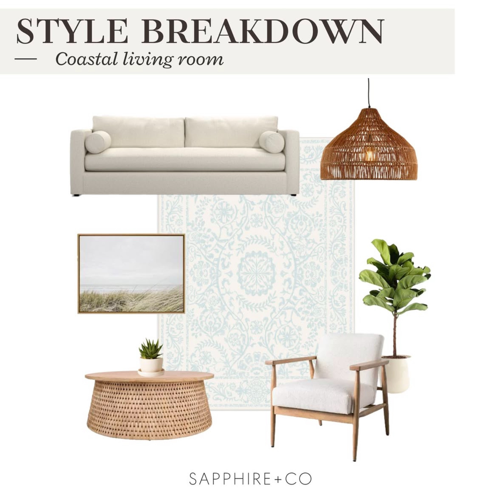 Pretending it’s warm & sunny 🌴 Dive into our style breakdown of this breezy living room—complete with rattan accents, light and airy decor, and sea-inspired art that brings the beach right to your home. Sail away into coastal chic! 🌊

Sapphire + Co | @sapphireandcodesign

#sapphireandcodesign #interiordesign #homedesign #designdetails #homedecor #interiorliving #homestyle #home #homedesigninspiration #interiorstyling #interiordetails

#LTKStyleTip #LTKHome