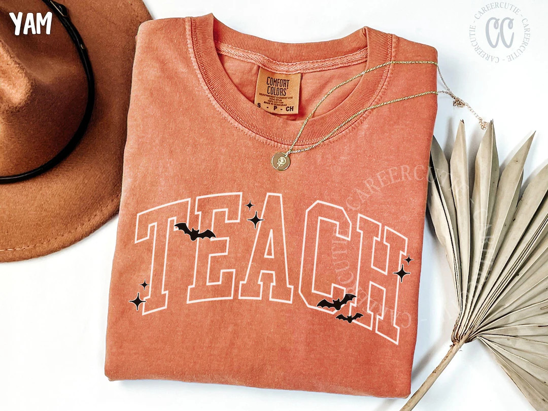 Halloween Teach Shirt, Teacher Halloween Shirt, Cute Teacher Halloween Tee, Fall Teach Tshirt, Te... | Etsy (US)