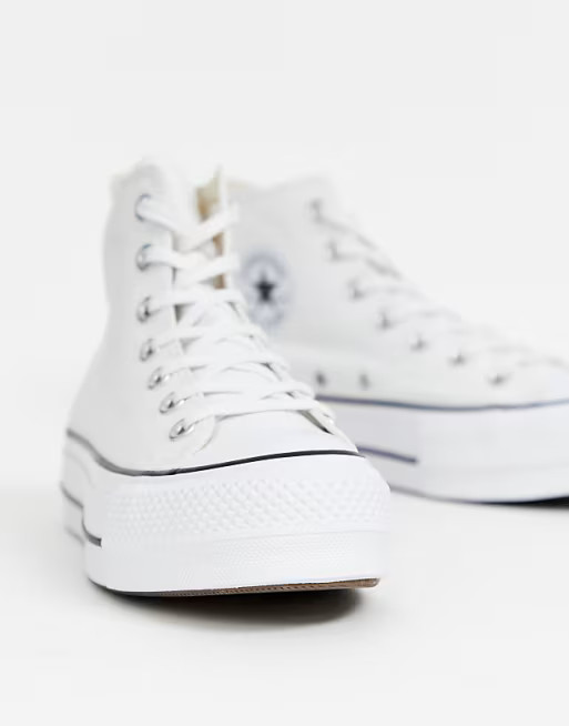 Converse Chuck Taylor All Star Hi canvas platform sneakers in white | ASOS (Global)
