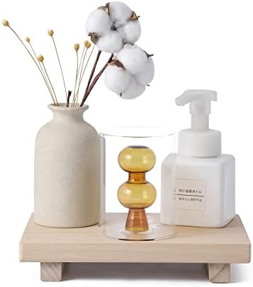 Small Bathroom Counter Organizer Wooden Decorative Trays Rectangular Cosmetic Holder for Kitchen,... | Amazon (US)