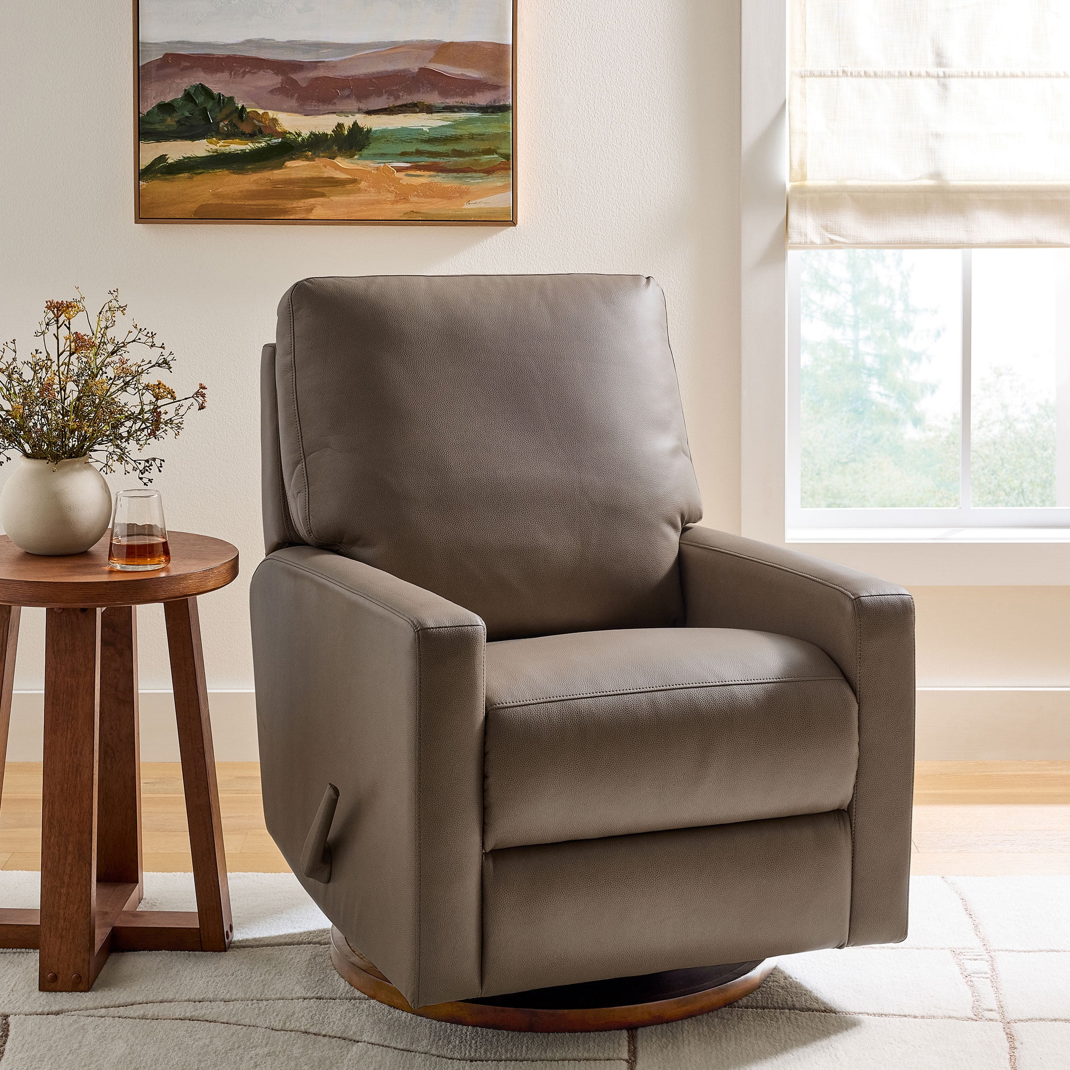 Better Homes & Gardens Modern Farmhouse Glider Recliner, Taupe Faux Leather | Walmart (US)