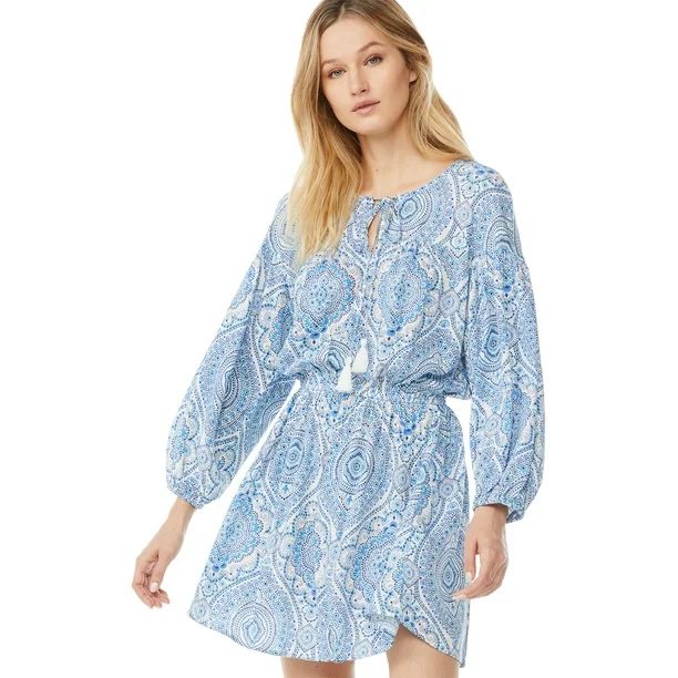 Scoop Women's Drop Shoulder Mini Dress with Long Sleeves | Walmart (US)