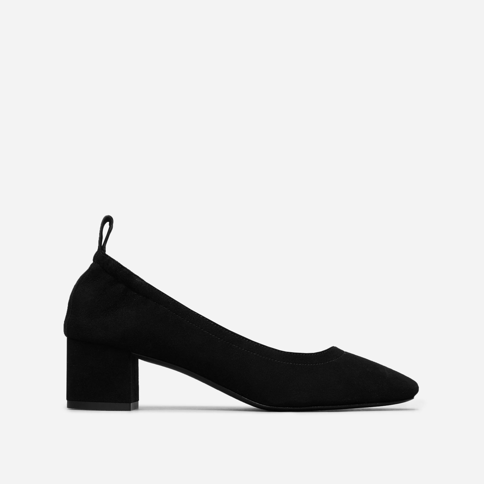 Women's Leather Block Heel Pump by Everlane in Black Suede, Size 5 | Everlane