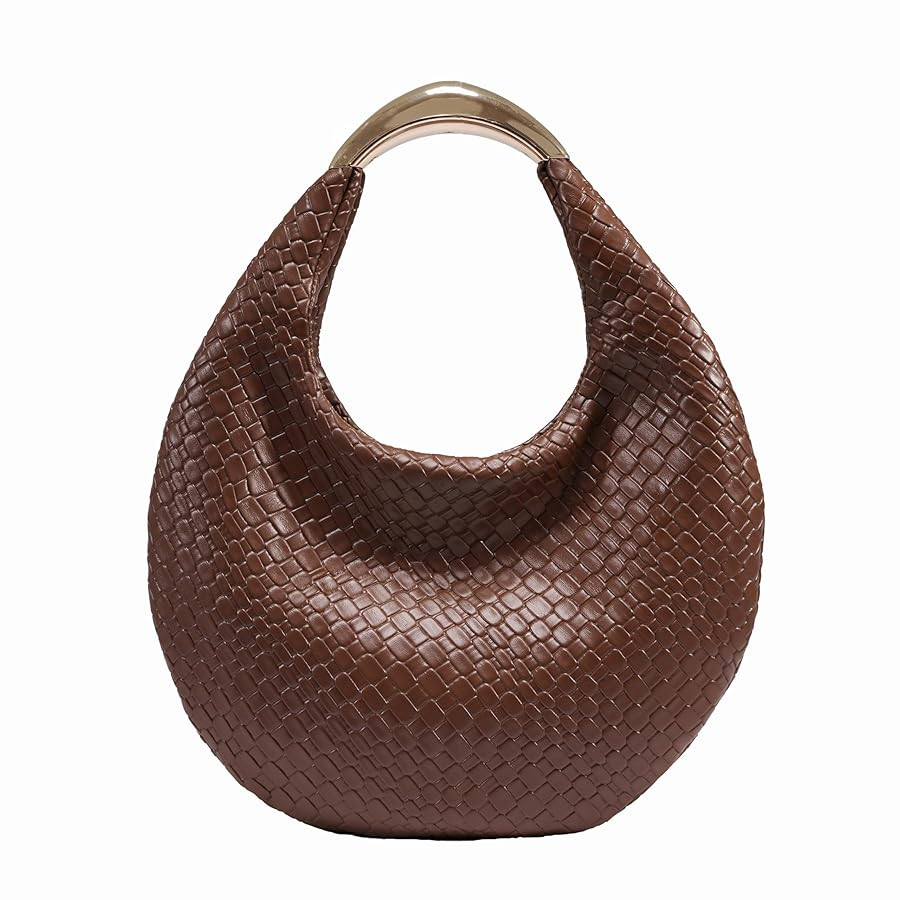 Women's Braided Leather Hobo Bag, Handmade Woven Top Handle Shoulder Handbag Lightweight & Stylis... | Amazon (US)