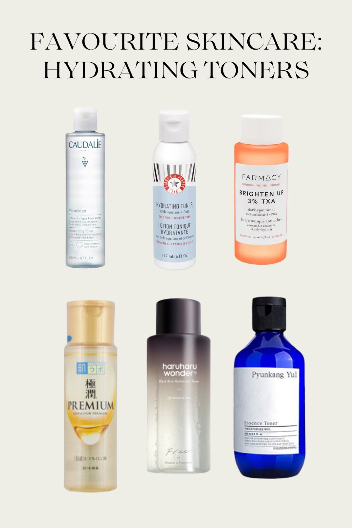 Favourite skincare for fall regime rotation: toners! 
For a more in depth review, skincare tips and ingredients, head over to my blog DIVINAMUSE.COM
Caudalie moisturizing toner - hydrating (use 3 pumps cotton pad, saturate it!) and see your skin absorb and glow. 
First aid oats toner - great for sensitive skin like eczema and rosacea prone. Minimizes redness/itch (oats is powerful for that!) hydrates and leaves your skin calmed. Their original moisturizer is excellent too for dry skin. 
Farmacy brightening toner - I love this toner for gentle brightening of pigmentation and my acne blemish spots and scars. I’ve noticed such a difference since using this toner instead of brightening creams. Less heavy. 
Hada labo premium toner - very moisturizing for dry skin especially in this season! Your skin will love this if she is parched 
Haruharu black rice toner - formulated with fermented black rice and hyaluronic acid to give that supple bouncy glow and hydrated skin 
Pyunkang yul essence toner - a 7 ingredient pure toner. A Korean skincare favourite of many, this absorbs fast and really well, you’ll notice an instant glow, moisture and smoothness when applying. Pairs really nice with your skincare and is made for taking in your products better and layering. Absolutely love. 
-
Korean skincare, best Korean skincare, Japanese skincare, top toners, favourite toners, favourite skincare picks, super hydrating toners, super moisturizing toners, deeply hydrating skincare, moisturizing skincare, fall skincare, calming skincare, best Asian toners, best toners, brightening toners, skincare for sensitive skin, skincare for scars, toners for scars, skincare for hyperpigmentation

#LTKhome #LTKbeauty #LTKsalealert