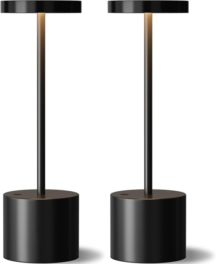 Black Cordless Table Lamp, 4000mAh Rechargeable Battery Powered Lamps, 3 Color Stepless Dimming, ... | Amazon (US)
