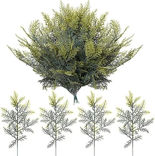 Amazon.com: 30Pcs Artificial Faux Cedar Branches - Frosted Evergreen Greenery Stems - Realistic W... | Amazon (US)