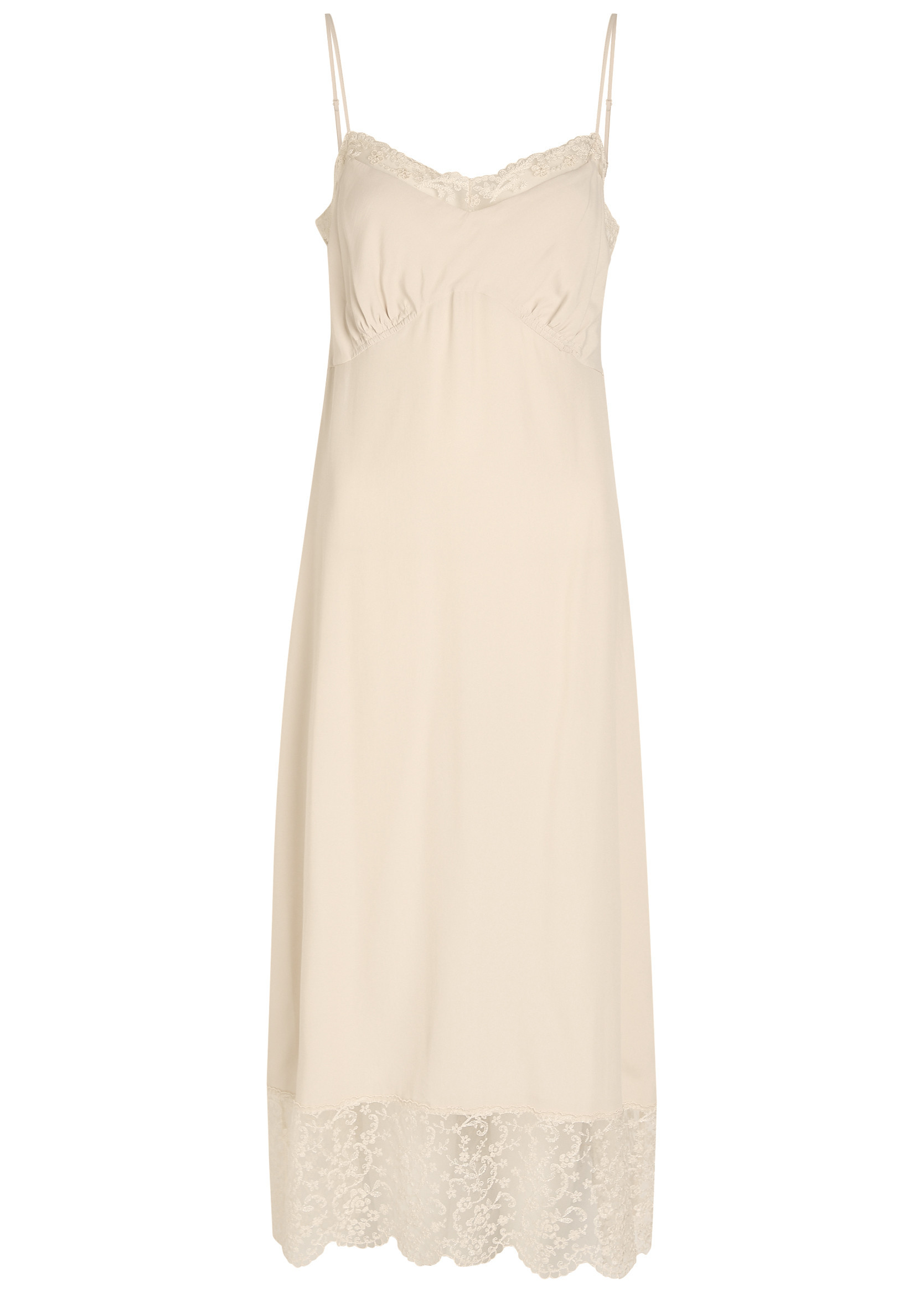 Lace-trimmed crepe-de-chine midi dress | Harvey Nichols