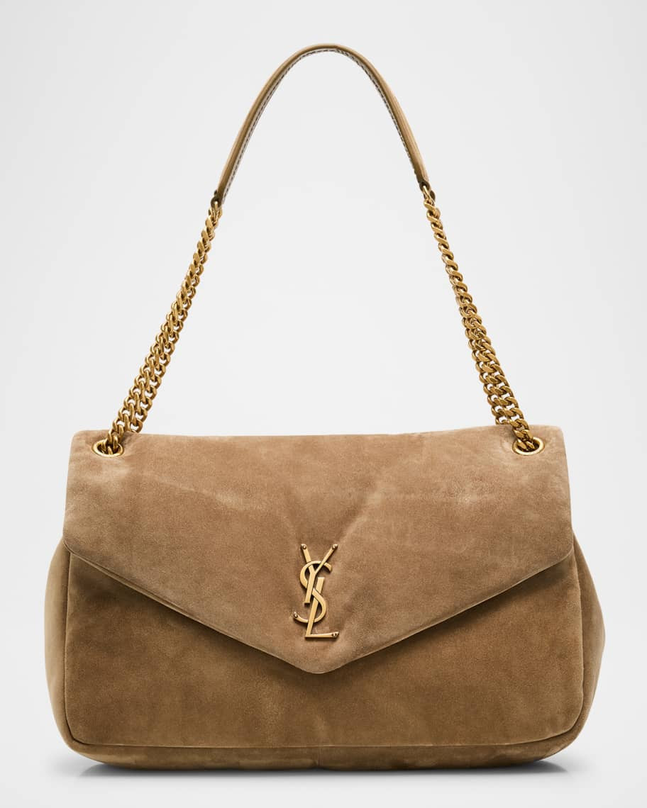Saint Laurent Calypso Large YSL Chain Shoulder Bag in Suede | Neiman Marcus