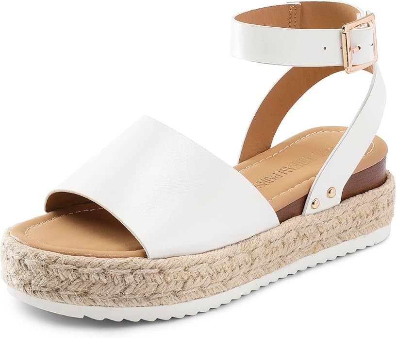 DREAM PAIRS Women's Platform Espadrilles Casual Ankle Strap Wedge Sandals, Comfortable Dressy Sum... | Amazon (US)