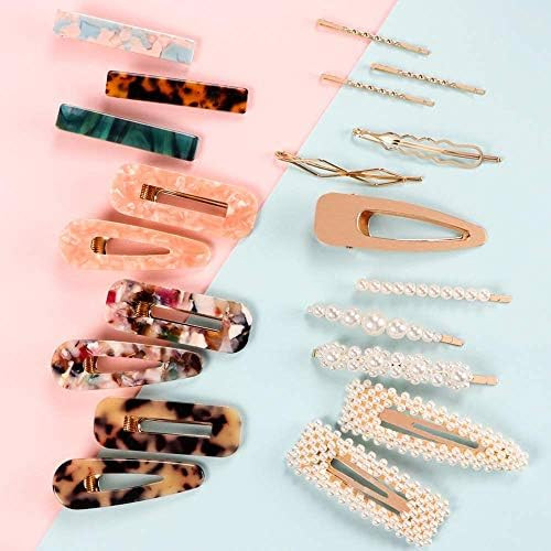 SYEENIFY Fashion Hair Clips Set, 20 PCS Pearls Hair Clips Acrylic Resin Hair Barrettes for Thick ... | Amazon (US)