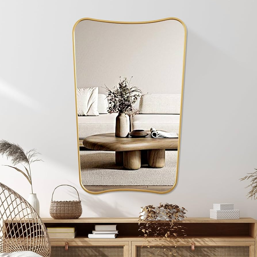 Irregular Wall Mirror 19.7"x 35.5" Gold Frame Asymmetrical Mirror Decor for Living Room Bedroom B... | Amazon (US)