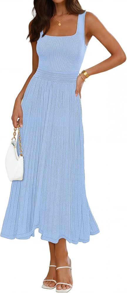 MEROKEETY Women's Summer Midi Dress 2026 Spring Sleeveless Pleated A Line Casual Business Work Co... | Amazon (US)