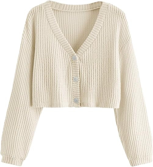 SweatyRocks Women's Long Sleeve Plaid Button Front V Neck Soft Knit Cardigan Sweaters | Amazon (US)