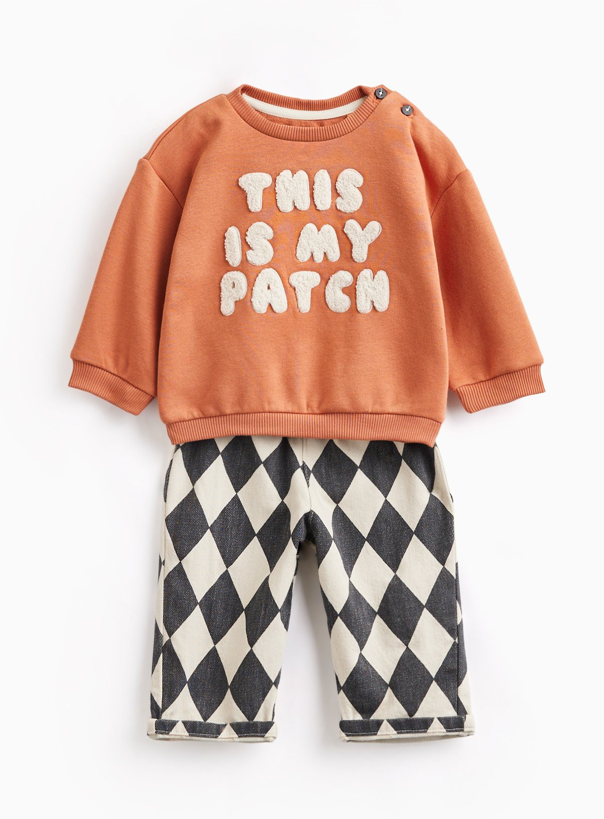 Orange This Is My Patch Graphic Sweatshirt & Trousers Set Up to 3 mths | Tu Clothing