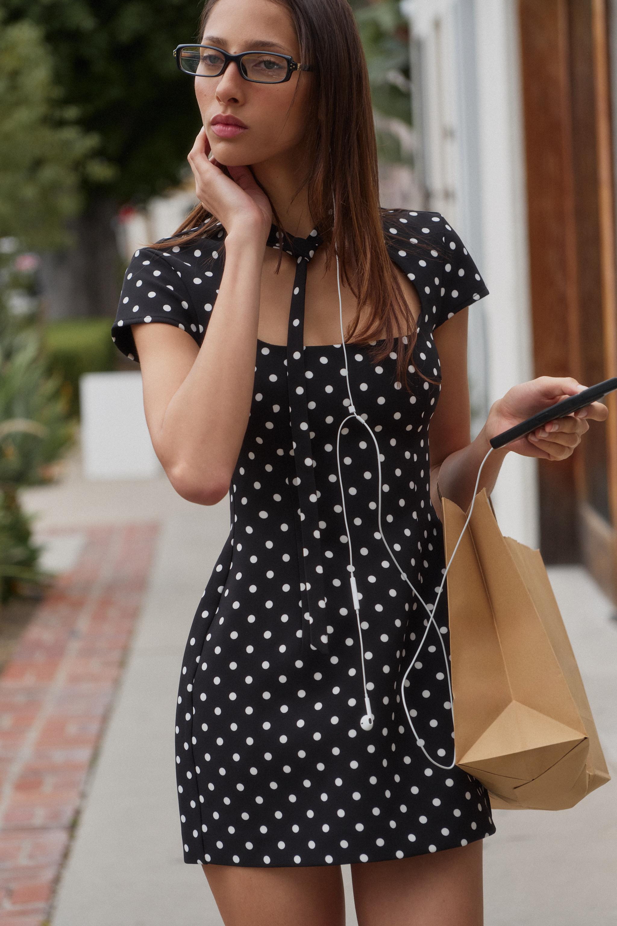 SHORT DRESS WITH POLKA DOT TIE | Zara UK