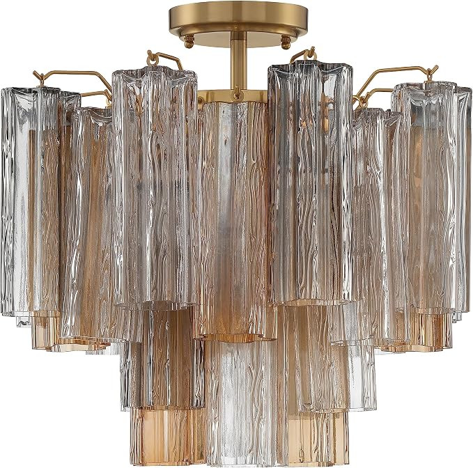 Crystorama Addis 4 Light Aged Brass Semi Flush Mount | Amazon (US)