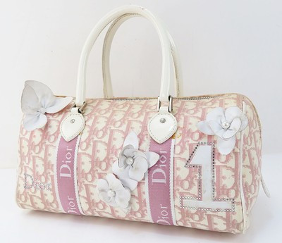 Auth CHRISTIAN DIOR Pink Trotter Canvas Flower Design Boston Hand Bag #48217 | eBay US