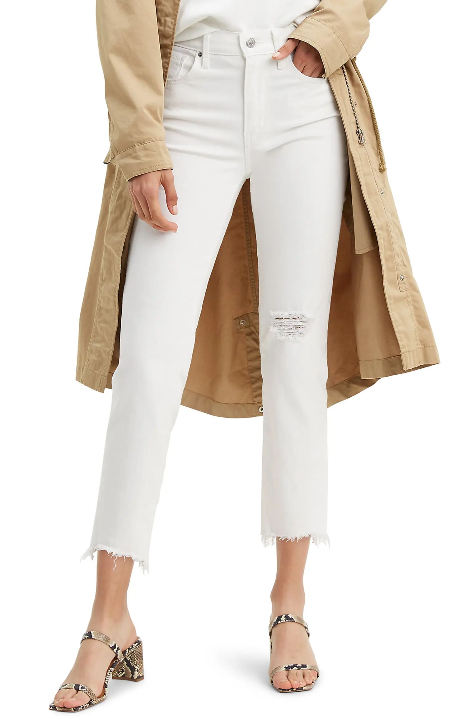 Levi’s® 724™ Ripped High Waist Raw Edge Crop Jeans | Nordstrom