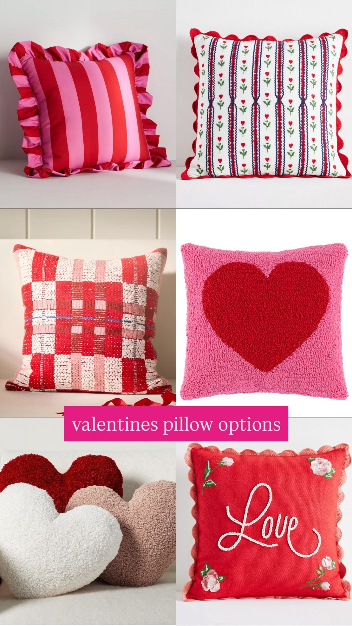 Valentine’s Day decorations that aren’t cheesy. These valentines pillows have all caught my eye and I love that so many of them can be used for other seasons 

valentine pillow, valentine throw pillow, neutral valentine decor, modern valentine decor, valentine home decor, valentines pillows neutral, subtle valentine decor, minimalist valentine decor, neutral throw pillows, heart pillow neutral, neutral couch pillows, seasonal home decor, living room pillows, sofa throw pillows, cozy home decor, neutral home accents, valentines day decorations home, chic valentine decor

#LTKValentine #LTKHome #LTKSaleAlert