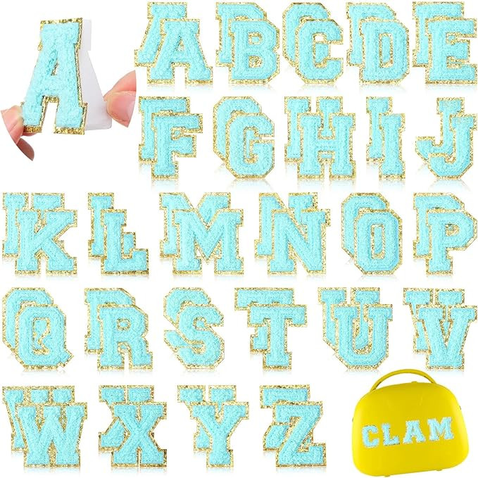 WILLBOND Pieces Self Adhesive Chenille Letter Patches Glitter Chenille Letter Patches Chenille In... | Amazon (US)