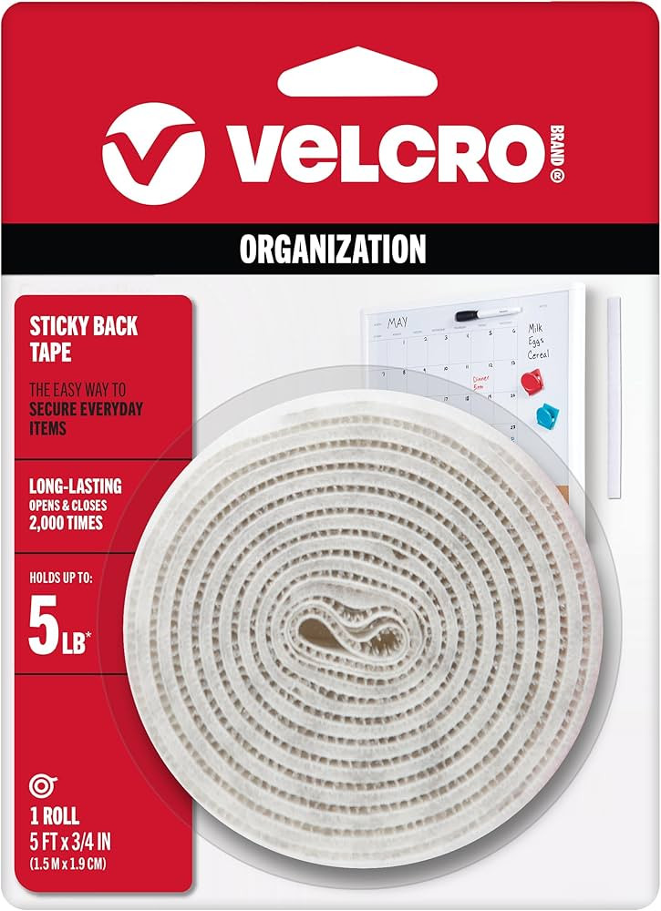 VELCRO Brand 5 Ft x 3/4 In | White Tape Roll with Adhesive | Cut Strips to Length | Sticky Back H... | Amazon (US)