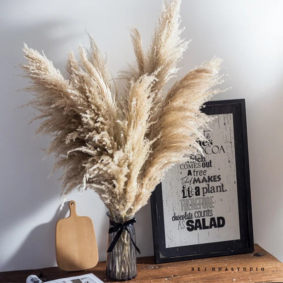 3 Stems Pampas Grass -Large 29''- 34''-35'' Natural Dried Pampas Grass Dry Boho Wedding Flower Ar... | Etsy (US)