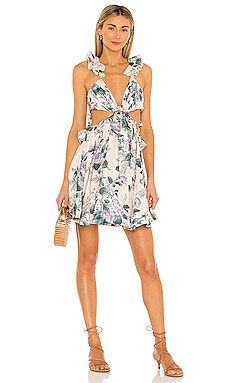 Zimmermann Cassia Ruffle Mini Dress in Hydrangea Floral from Revolve.com | Revolve Clothing (Global)