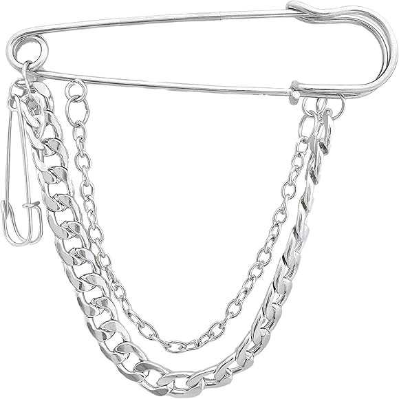 Punk Long Chain Brooch Pin,Retro Fashion Safety Pin Hanging Chains Collar Brooches Pin for Women ... | Amazon (US)